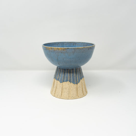 Blue pedestal bowl