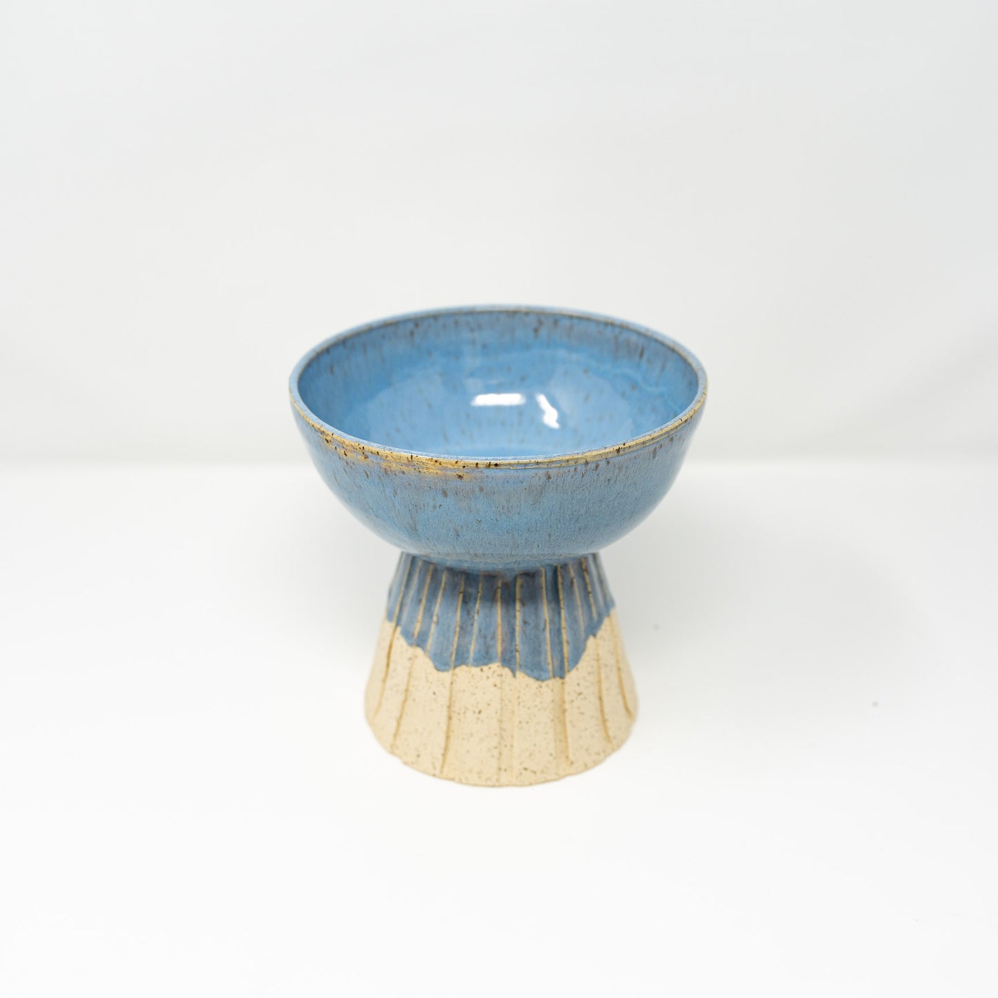 Blue pedestal bowl